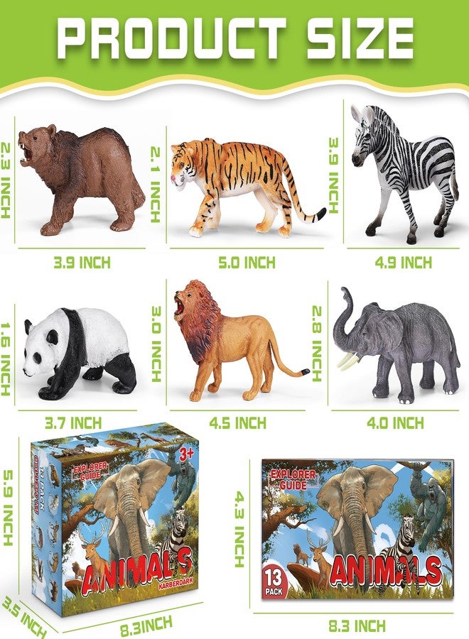 KarberDark 13 Pack Wild Animal Toys with Educational Booklet and Gift Box, Realistic Safari Animals Figures for Kids, Plastic Zoo Animals Figurines for Toddler Ages 1-3, Jungle Birthday Party Favor for Boy Girl - Image 4
